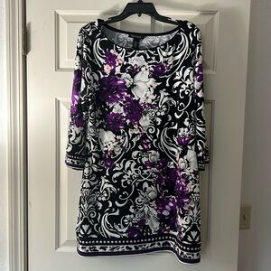 White House Black Market Size XL Shift Dress Purple Floral